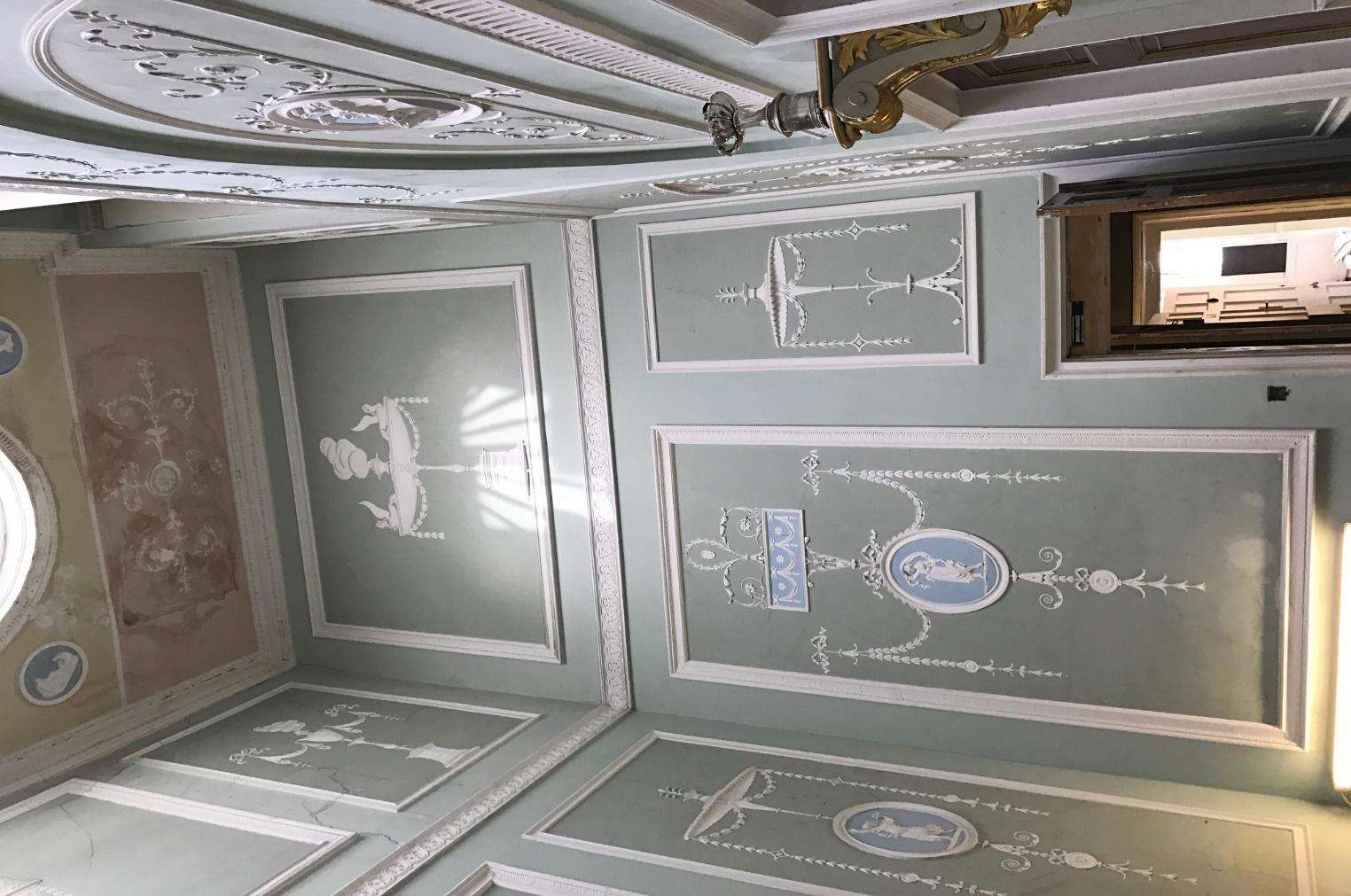 Conserved Robert Adam plasterwork at 33 Portland Place, a Grade II* listed residence.